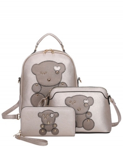 Fashion Bear 3-in-1 Backpack Set BZ-XM21204T3 GOLD